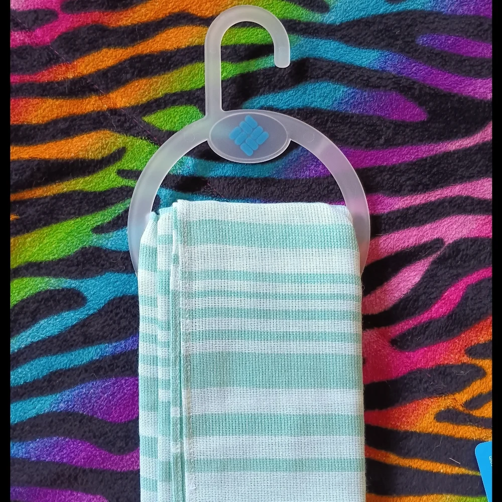 🖤NWT Columbia Early Tide Cotton Scarf Striped Green Tassles One Size Unisex